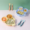 Customized Fish Shape Silicone Feeding Children Kids Food Dinnerware Divided Plates Baby Dinner Suction Plate Sets for Kids Baby