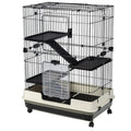 Adjustable Height Small Animal Metal Cage with Lockable Casters and Grilles Pull-Out Tray for
