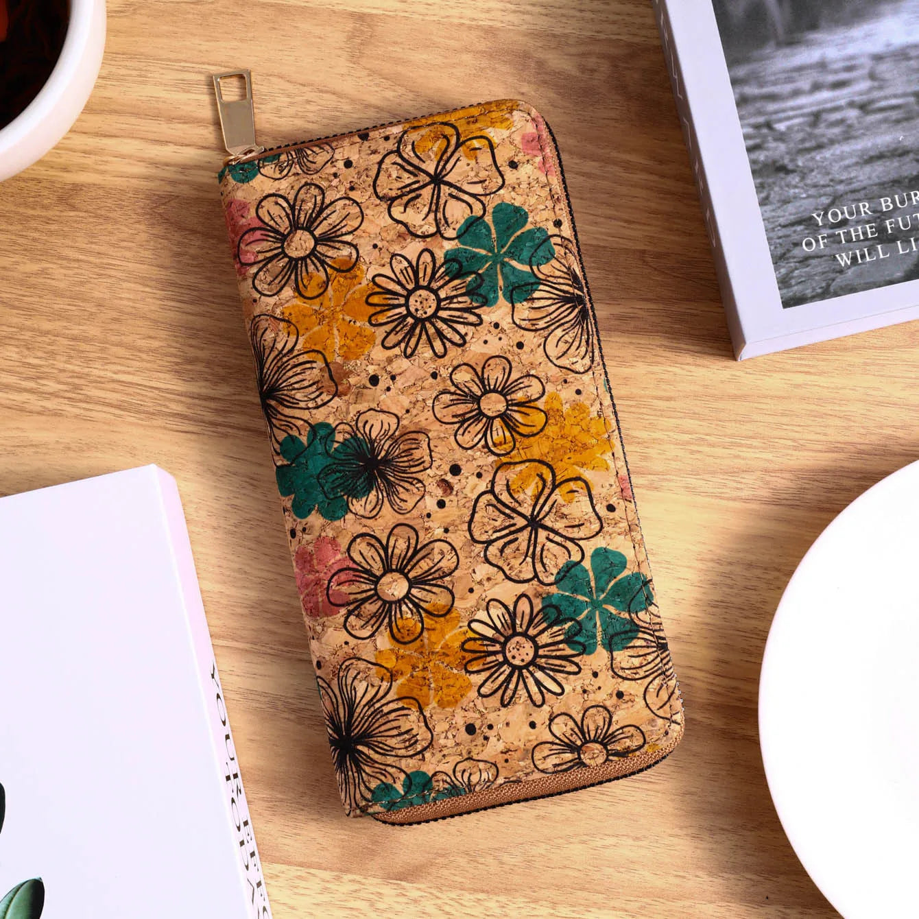 Cross Border PU Leather Multifunctional Bohemian Retro Style Wallet with Wood Grain Multiple Card Slots Wood Wallet for Women