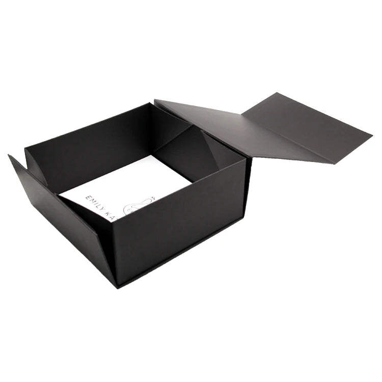 Luxury Empty square Foldable Black Clothing Packaging Magnetic Closure Kraft Gift Boxes with Lid