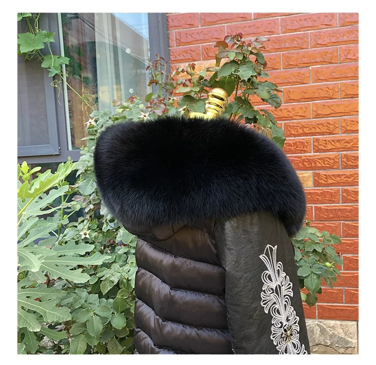 MWFur Big Size Collar Fox Fur Collar Scarf for Winter Outwear Fashion Luxury Winter Fashion Fox Fur Collar for Hood