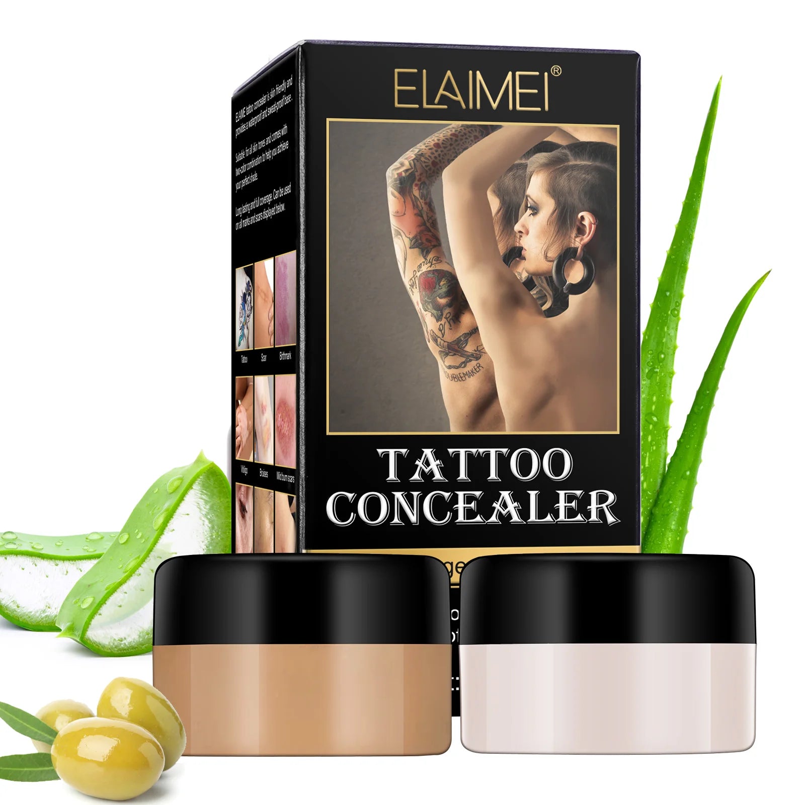 ELAIMEI Private Label Adjustable Tfit 3 Color Makeup Tattoo Sweatproof Waterproof Concealer Full Coveragecream Concealer