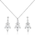 Weiman High Quality Rhodium Gold Marquise Cut Cubic Zirconia Pendant Necklace Earring Set for Wedding Bridal Bridesmaid Premium MegaBDM