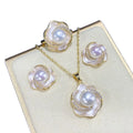 Hot Sale 18K Gold Plated High Grade Freshwater Pearl Vintage Necklace Earrings Wedding Bridal Jewelry Set for Women High Quality