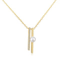 Laodun INS New Arrivals S925 Pendant Necklace Creative Geometric Simple Pearl Zircon Sterling Silver Necklace Vermeil