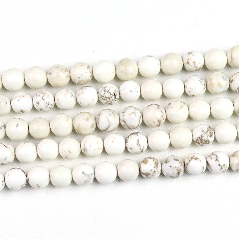 Natural Round Polished White Magnesite Gemstone Bead Chinese Howlite Stone Beads for Jewelry Making 6mm 8mm 10mm
