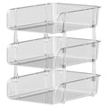 BNBS Factory Price Transparent Layered Stacking Desktop Modern Design PET Material Misaligned Multi-purpose Storage Box