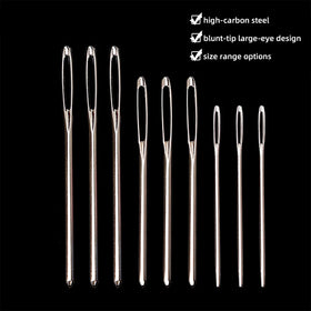 Silver Wool Large Eye Blunt Sewing Needles Durable Eco-Friendly Portable Cross Stitch Embroidery Tapestry Hand Sewing Tools