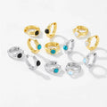 FUAMAY 925 Silver and Turquoise Earrings Black Agate Moonstone Turquoise Gold Plated 12.3mm Hoop Earrings for Anniversaries