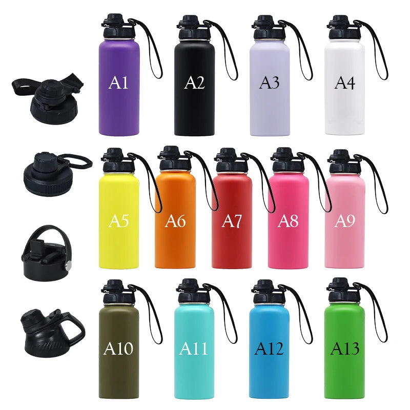 Customized LOGO 12oZ/64oz Stainless Steel Tumblers With  Lids Large Capacity Vacuum Water Bottle for Sports and Traveling