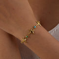 MC321 Wholesale Stainless Steel Fashion Jewelry Colored Zircon Starfish Bracelet 18K Gold Plated Charm Star Bracelet for Women