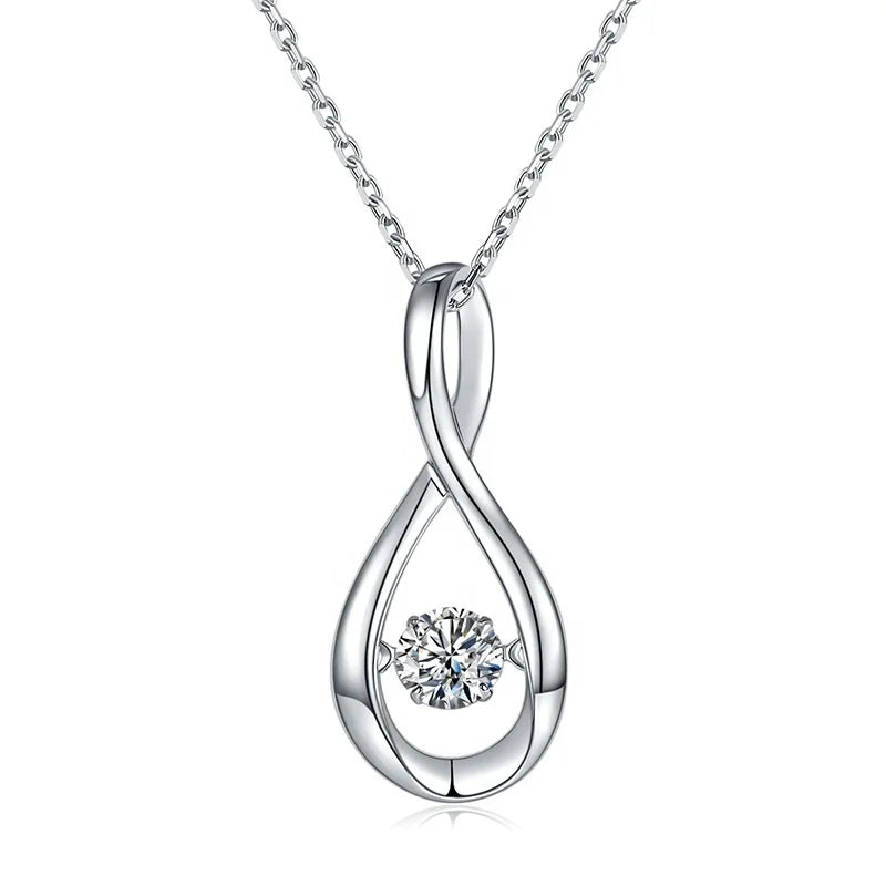 Moissanite Valentine's Necklace Sterling Silver Lab Created Dancing Diamond Infinity Love Heart for Women R.Gem. MegaBDM
