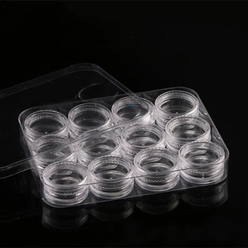 1 Case 12 Slots White Clear PP Plastic Storage Box Injection Molded Eco-Friendly Folding Jewelry Box for Nail Art Tools MegaBDM