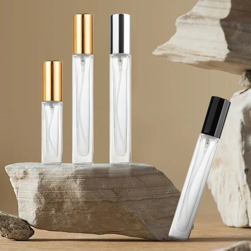 3Ml 5Ml Flat Shape Glass Fragrance Sample Bottles 3Ml 5Ml Flat Shape Refillable Travel Perfume Spray Bottles