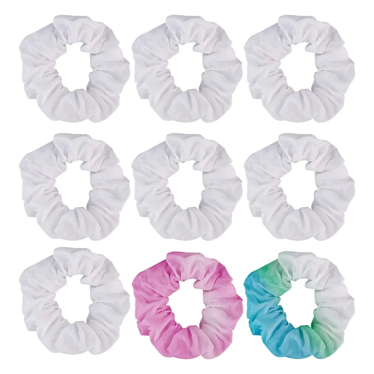 Bulk Wholesale  White Cotton Scrunchies Blank White Elastic Hair Ties Ponytail Hairbands Holder for Tie Dye DIY