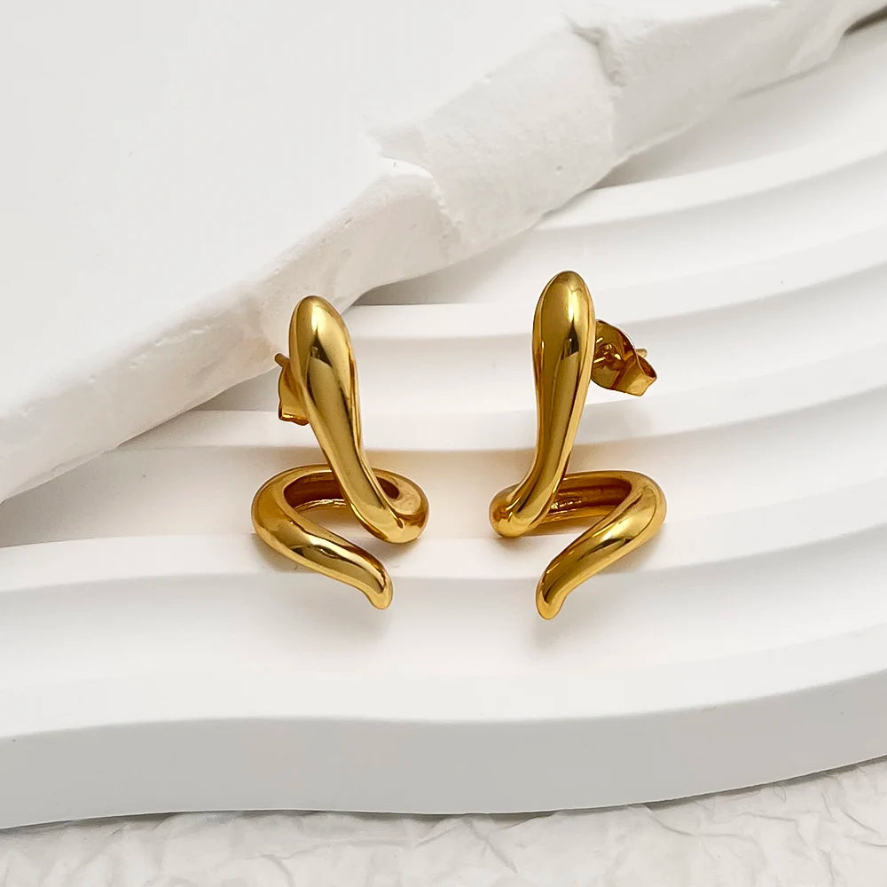 Snake Stud Earrings Stainless Steel Gold Plated Serpent Studs Earrings Snake Drop Jewelry  Earrings for Women Everyday Wear
