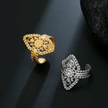 Myshape Vintage Luxury Stainless Steel Ring Women Gold Color Open Finger Rings 2022 Bohemian Jewelry Engagement Gift for Lover