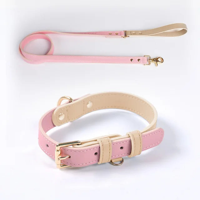 Wholesales Leather Hand Stitched Dog Collar Buckle Designer Dog Collar RIBBONS Premium Metal Color Quick Release 2pcs Solid