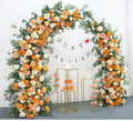 Luxury Wedding Artificial Silk Wrought Iron Arch Flower Orange for Rose Green Leaf Row Arrangement Party Backdrop 1 Set =