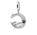 Fit Original Brand Charm Bracelet 925 Sterling Silver Crescent Moon Jewelry Cat Angel Bead for Women Cremation Jewelry Making