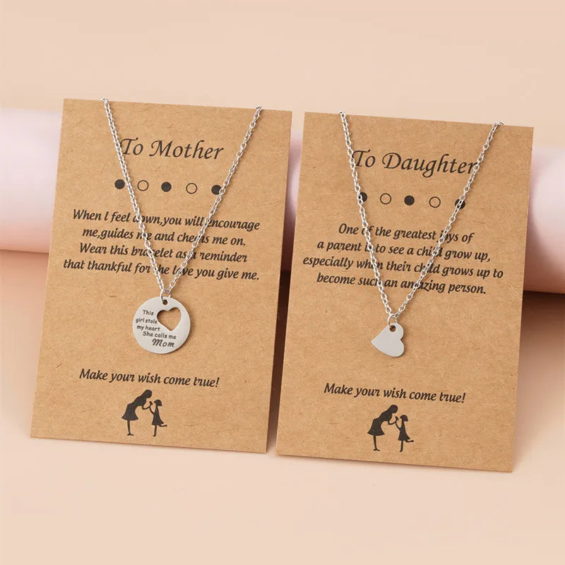 2022 Hot Sale Stainless Steel Necklace Temperament Silver Heart Bracelets Simple Classic Mother Daughter Mama Necklace Gifts