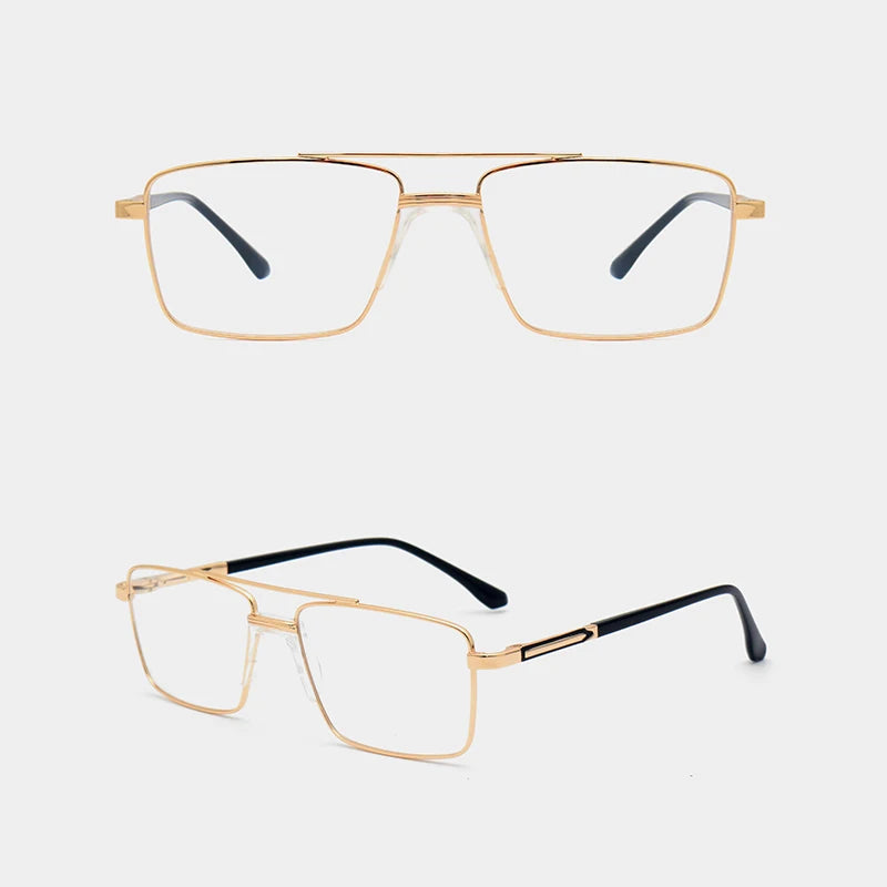 Customizable Luxury Metal Business Optical Glasses Quality Double Bridge Eyewear Square Frame for Men