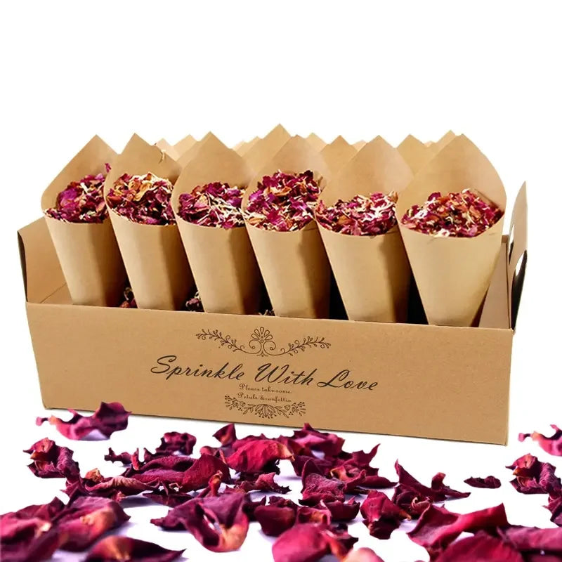Microstar Kraft Paper Box Wedding Confetti Cone Holder Flower Tray Stand Printed Petal Pallet Tray Wedding Supplies
