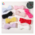 QIYUE 9 Color Coral Fleece Bow Tie Headband Wash Face Hair Band Good Elasticity Spa Soft Head Wrap