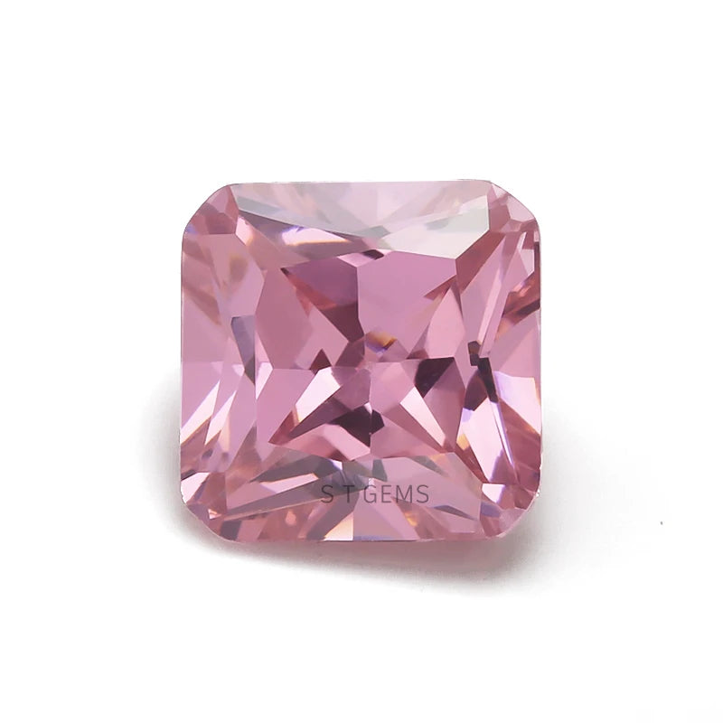 Synthetic CZ Stones Pink Princess Cut Square Cubic Zirconia for Jewelry