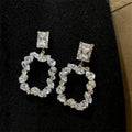 Retro Geometric 925 Silver Needle Earring Cubic Zirconia Irregular Texture Geometric Earring