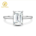 Glamorous Customized 14 Kt White Gold Moissanite Baguette and Emerald Cut VVS Clarity Solitaire Diamond Ring for Women