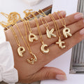 Real 18K Gold Plated Copper Hip Hop Chubby Letter Necklace Initial Bubble Balloon Alphabet Women Men Couple Necklaces Jewelry