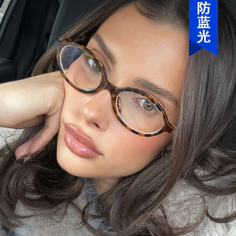 Retro Oval Glasses Frame Artistic Blue Light protection Glasses Frame for Women