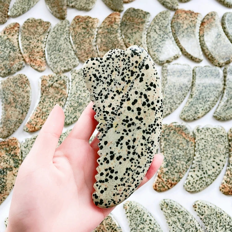 DIY Natural Dalmatian Jasper Body Facial Gua Sha Claw Shape Massage Tools Slimming Board