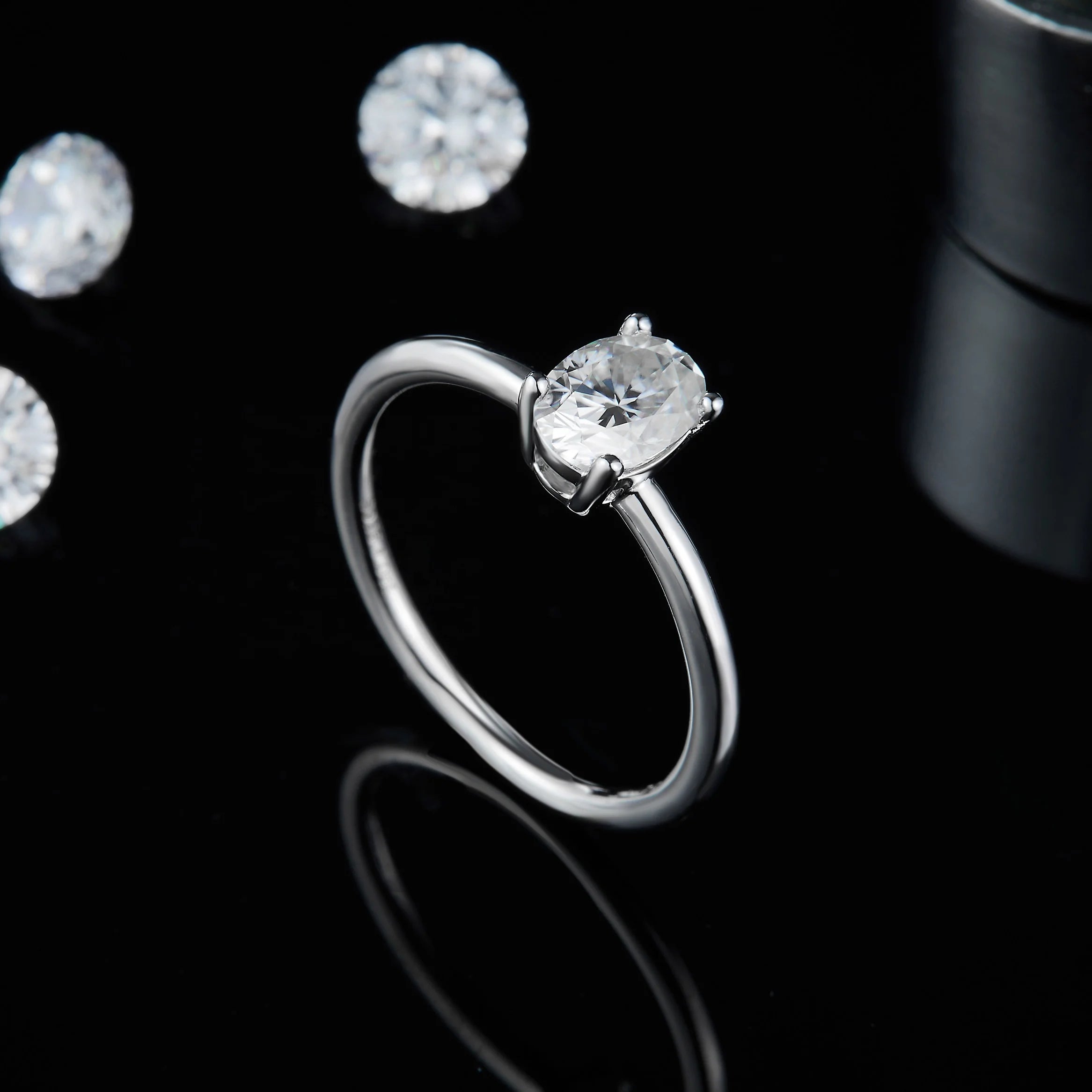 Abiding Jewelry Wholesale 925 Sterling Silver Couple Jewelry Custom Size 5*7mm Oval Shape VVS Moissanite Solitaire Ring