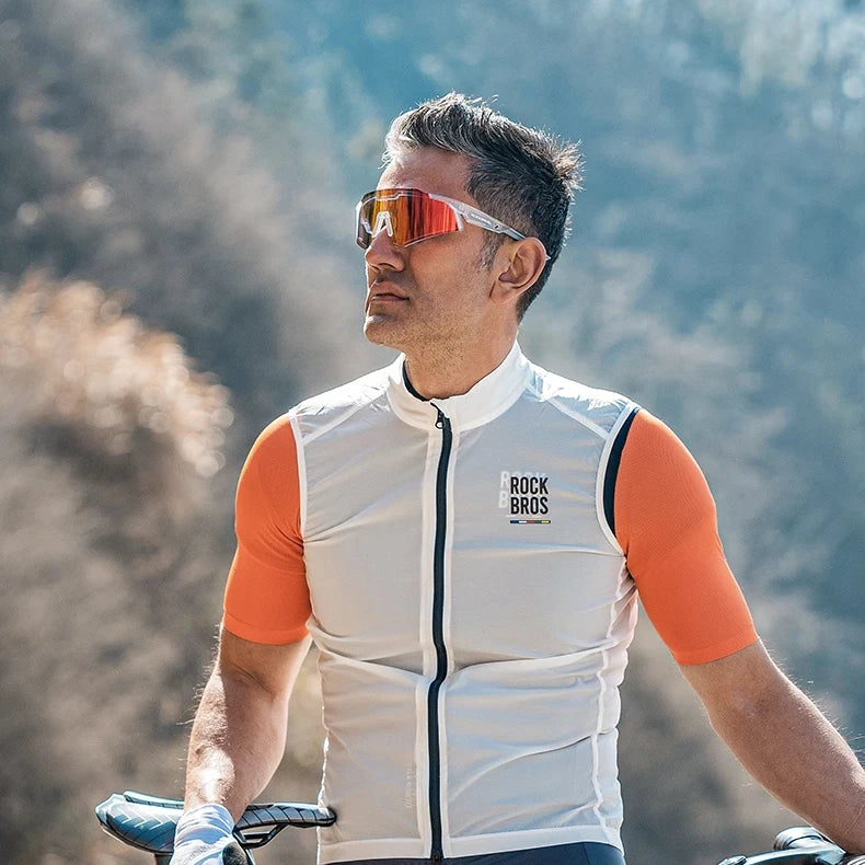 ROCKBROS Cycling Glasses White Frame Clear Glass Outdoor Sports Photochromic Fashion Cycling Polarized Uv400 Custom Sun Glasses