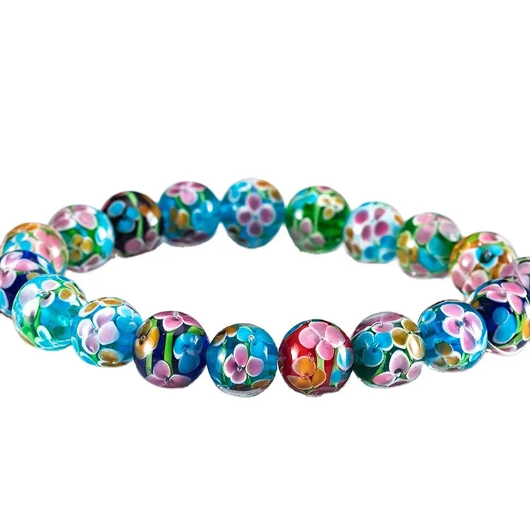 Small Bridge L002 12mm Murano Transparent Lampwork Beads Multi-color Women Necklace Jewelry Making DIY Flower Beads Wholesale