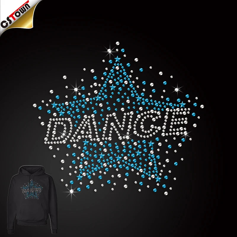 Customized Dance Floor Iron on Rhinestone Transfer Motif T-Shirt Printing Rhinestone Transfer Pattern