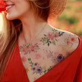 Women Temporary Tattoos Large Flowers Bright Colored Tattoo Stickers Waterproof Body Art Sticker for Girls