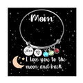 Manufacturer Stainless Steel Expandable Wire Bangle with Mom Heart Birthstone Charm Mother's Day Birthday Gift for Mom Bracelets