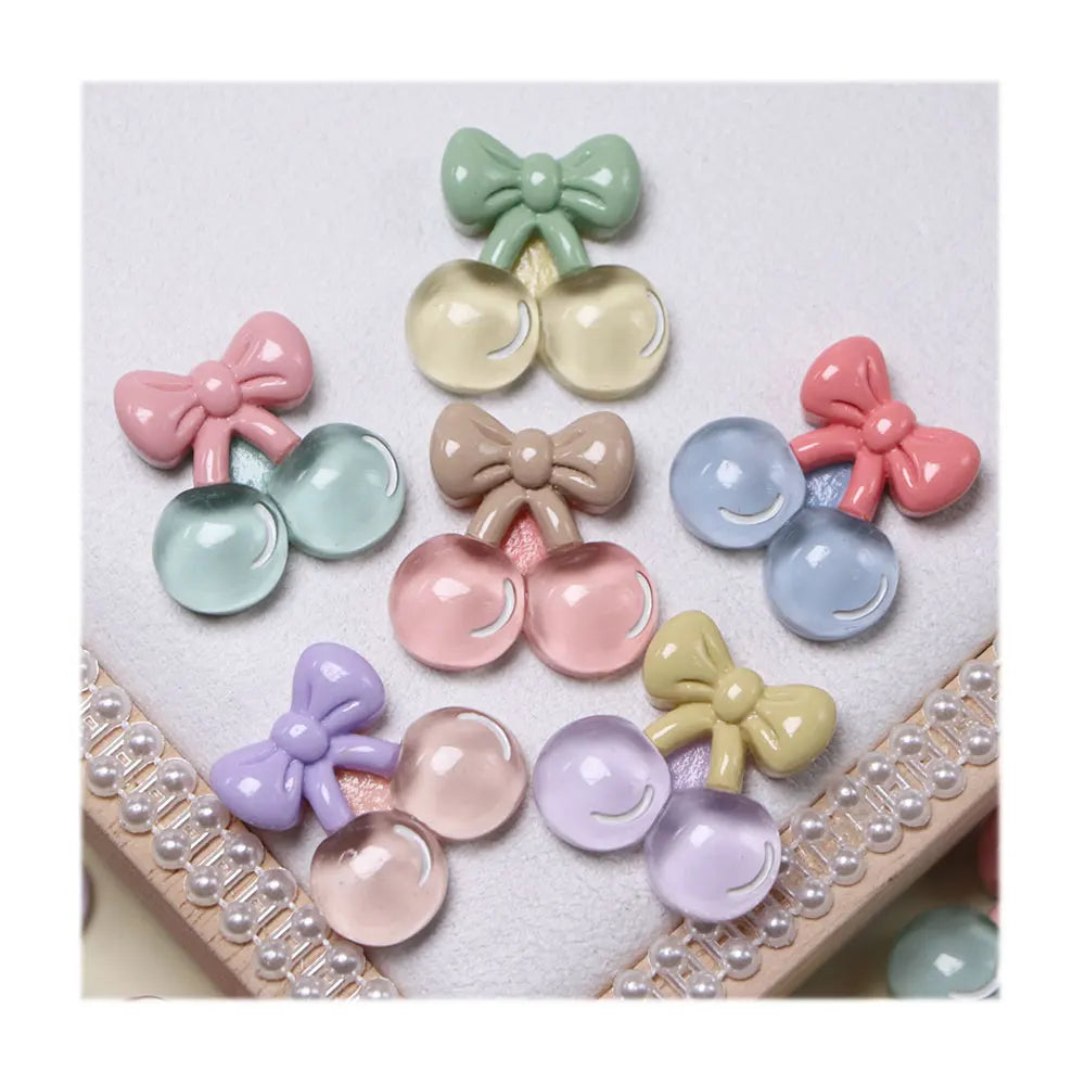 Cute Resin Fruit Cherry Cabochons Flatback Scrapbook Craft for Making DIY Handmade Kids Hairpin Brooch Jewelry Accessories