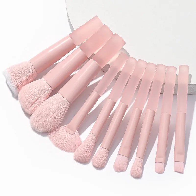 High Quality Makeup Brush Set Custom Logo Pink Handle Vegan Synthetic Hair Foundation Powder Eye Shadows Makeup Brush Set