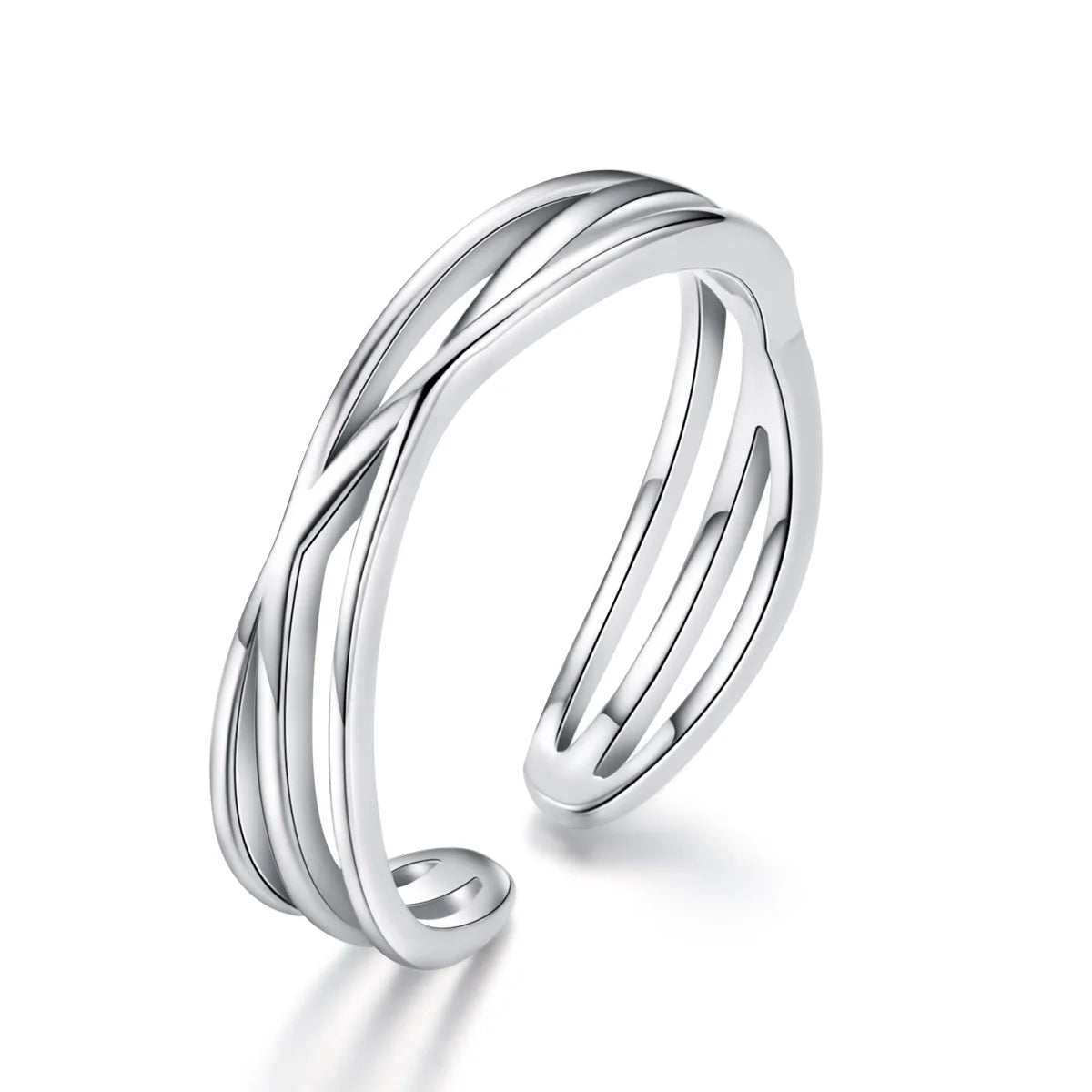 Factory 925 Sterling Silver Simple Twisted Adjustable Ring for Women Finger Geometric Open Ring Wedding Fashion Jewelry SCR483