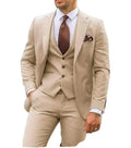 Stylish Beige Men Wedding Tuxedos Boho Notched Formal Mens Suits Set for Groom Dinner Party Pant Jacket Vest Slim Male Blazer