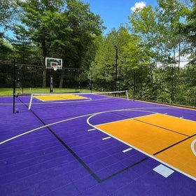 High End Interlocking Badminton Basketball Sports Court Flooring Tiles Modern PP Vinyl Easy Click Installation Graphic Design