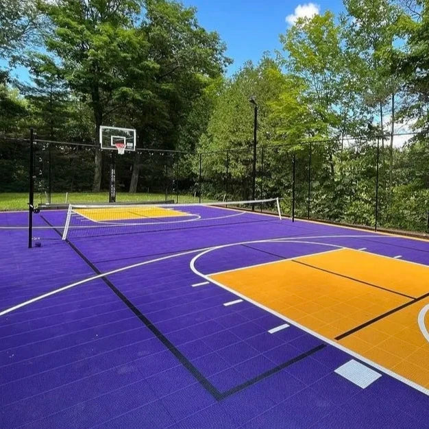 High End Interlocking Badminton Basketball Sports Court Flooring Tiles Modern PP Vinyl Easy Click Installation Graphic Design