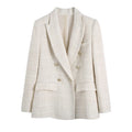 2022 Fashion Coat for Women New White Textured Double Breasted Suit Coat