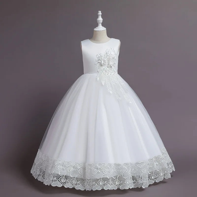 New Girls' Summer Princess Dress Breathable Lace Floral ODM Runway Dress