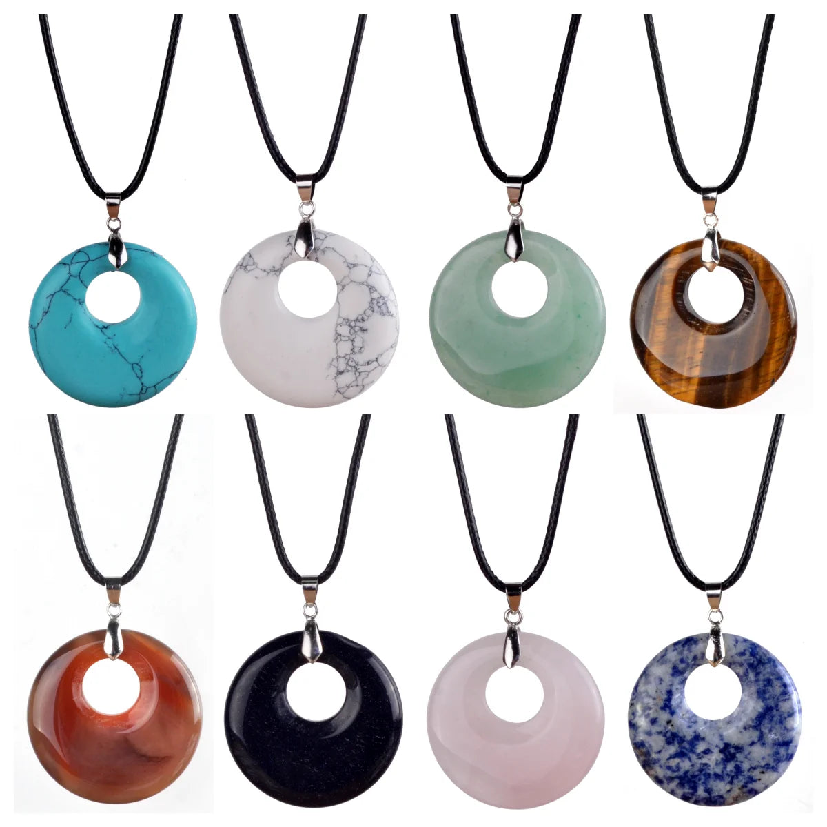 Wholesale 30MM Pendant Necklace Natural Stone Crystal Healing Stone Charms Rope Chain Necklace Handicraft Decoration Gift
