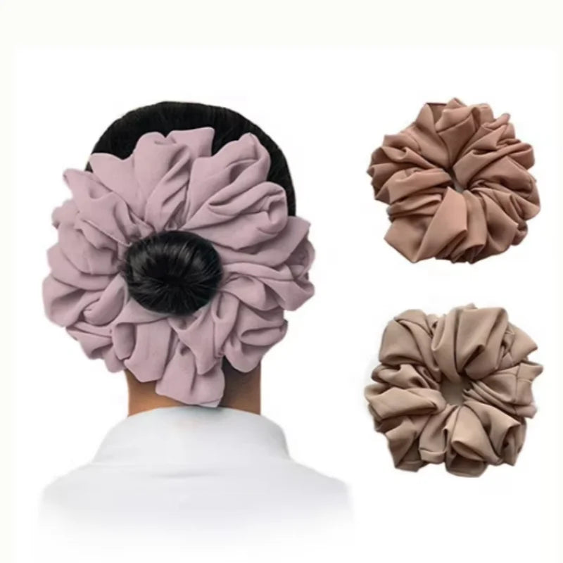 Multicolor Ponytail Tie Elastic Malaysia Muslim Jumbo XXL Chiffon Oversized Big Scrunchies